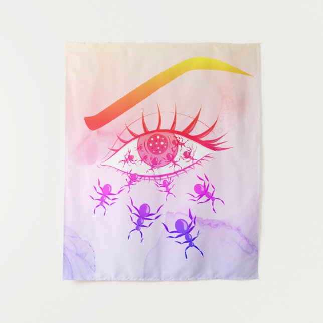 Psychedelischer, komischer Hippie-Horror Wandteppich (Vorderseite)