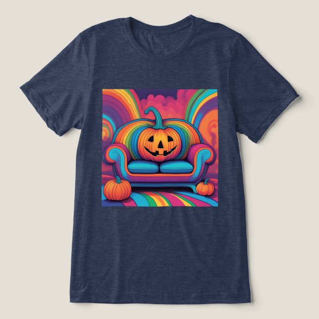 Psychedelischer Kürbislaterne Sofa T - Shirt (Design Vorderseite)