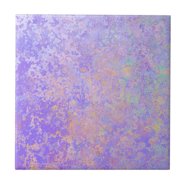 Psychedelischer Lavender Lila Neon Pastel Abstrakt Fliese (Vorderseite)