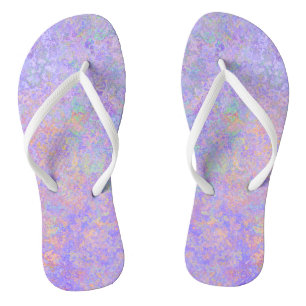 Psychedelischer Lavender Lila Neon Pastel Abstrakt Flip Flops