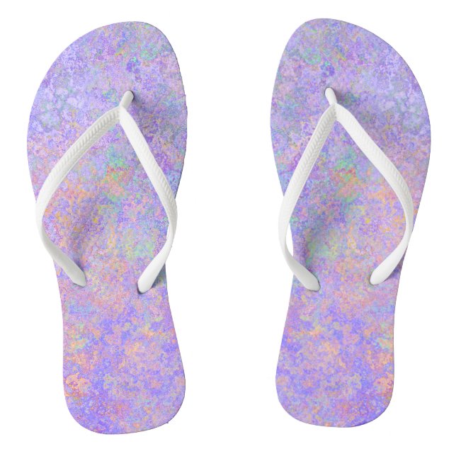 Psychedelischer Lavender Lila Neon Pastel Abstrakt Flip Flops (Fußbett)