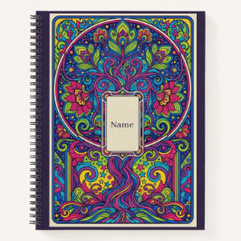 Psychedelischer Lebensbaum Neon-Mandala-Tagebuch Notizbuch