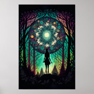 Psychedelischer Mandala-Waldposter Trippy 1 Poster