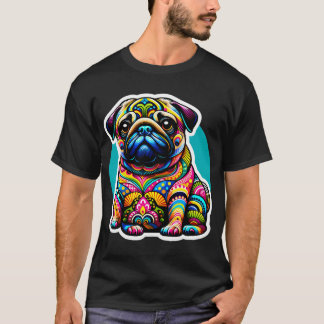 Psychedelischer Mopsprunkel: Ein lebendiges Geflec T-Shirt