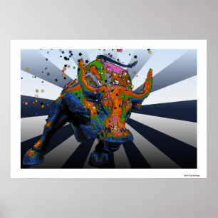 Psychedelischer NYC: Bull von Wall Street beklagen Poster