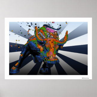 Psychedelischer NYC: Bull von Wall Street beklagen Poster