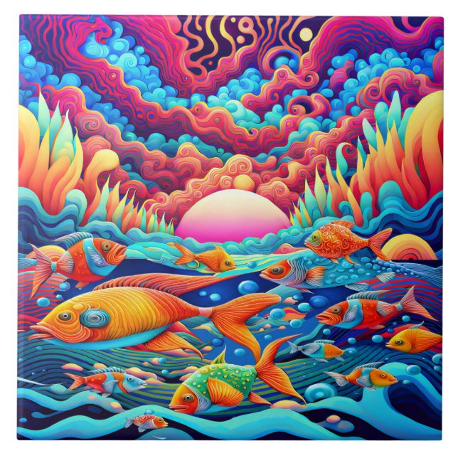 Psychedelischer Ozean Fliese (Vorderseite)
