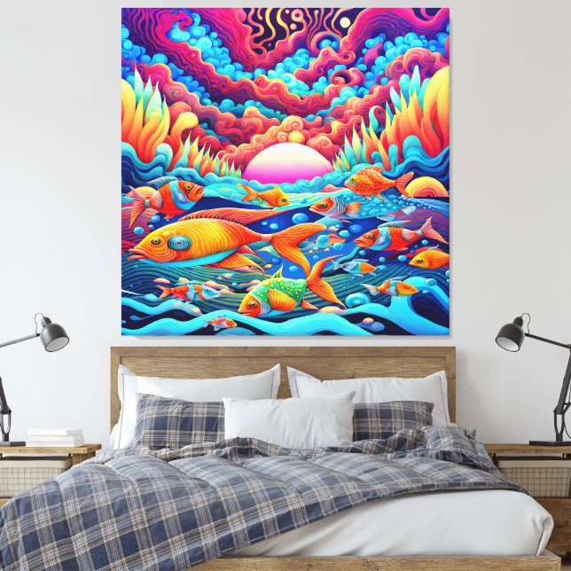 Psychedelischer Ozean Leinwanddruck (Insitu (Schlafzimmer))