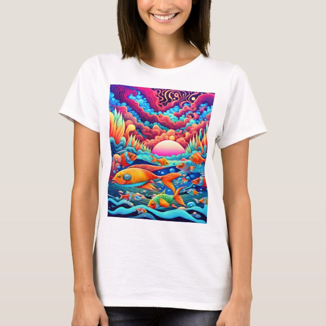 Psychedelischer Ozean T-Shirt (Vorderseite)