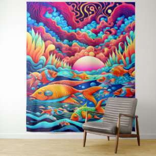 Psychedelischer Ozean Wandteppich