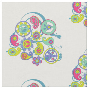 Psychedelischer Paisley-Friedensblumenstrauß Stoff