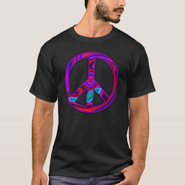 Psychedelischer Peace Sign T - Shirt (Vorderseite)
