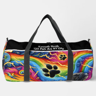 Psychedelischer Pfotenabdruck-Pet-Abenteuer-Monogr Duffle Bag