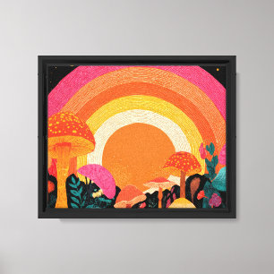 Psychedelischer Pilz Sonnenuntergang – Retro Fanta Leinwanddruck