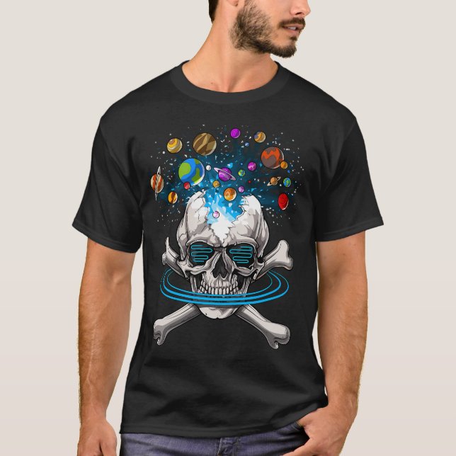 Psychedelischer Psytrance-Totenkopf T-Shirt (Vorderseite)