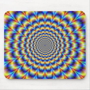 Psychedelischer Puls in blau und gelb Mousepad
