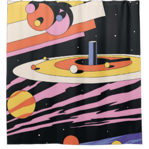 Psychedelischer Raum: 70er geometrische Formen Duschvorhang