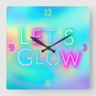 Psychedelischer Rave Neon schauen Glow Party Girls Quadratische Wanduhr