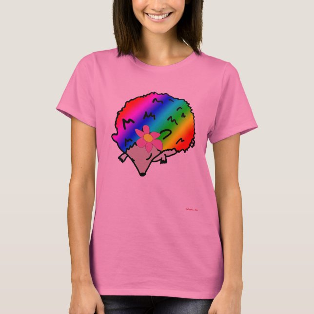 Psychedelischer Regenbogen-Igel Ladys T - Shirt (Vorderseite)