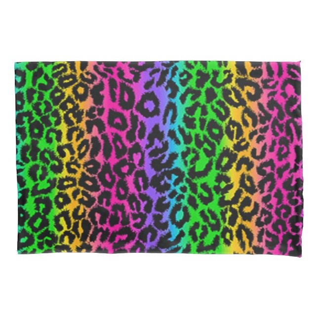 Psychedelischer Regenbogen-Leopard-Tierdruck Kissenbezug (Vorderseite)