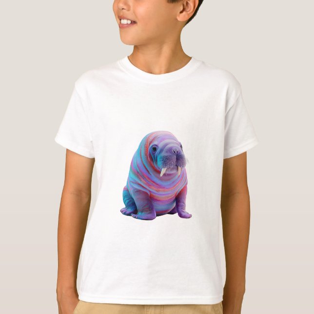 Psychedelischer Regenbogen-Marmor-Walross-Kinder T-Shirt (Vorderseite)