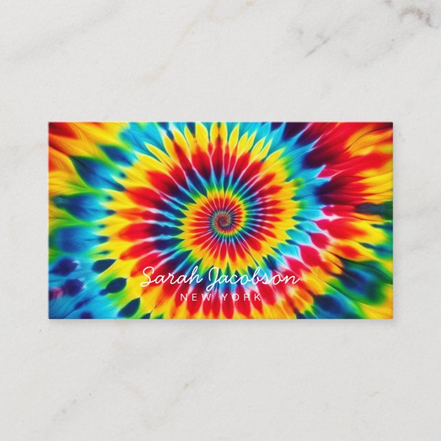 Psychedelischer Regenbogen-Retro-Tie-Dye Visitenkarte (Vorderseite)