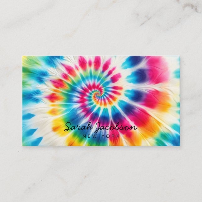 Psychedelischer Regenbogen Retro-Tie-Dye Visitenkarte (Vorderseite)