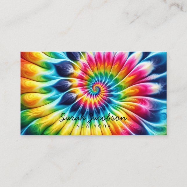 Psychedelischer Regenbogen-Retro-Tie-Dye Visitenkarte (Vorderseite)