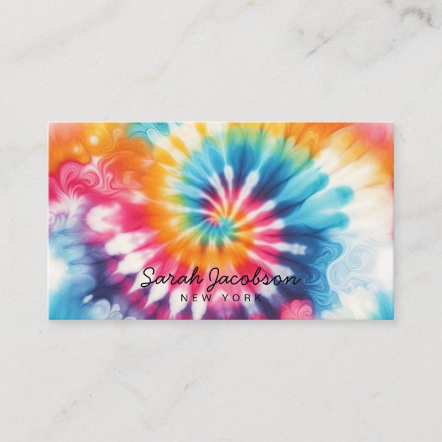 Psychedelischer Regenbogen Retro-Tie-Dye Visitenkarte (Vorderseite)