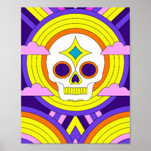 Psychedelischer Regenbogen-Schädel Poster