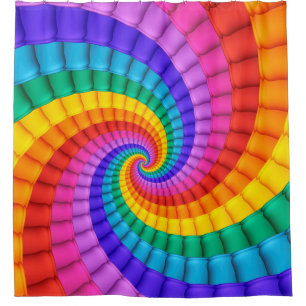 Psychedelischer Regenbogen-Spiralen-Duschvorhang Duschvorhang