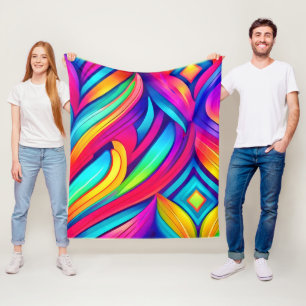 Psychedelischer Regenbogen-Strudel Fleecedecke