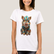 Psychedelischer Regenbogen-Wildschwein-Ferkel-Frau