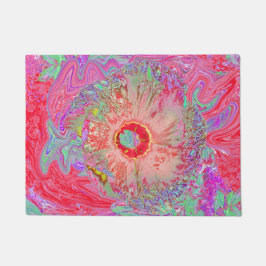 Psychedelischer Retro Coral Rainbow Hibiskus Fußmatte