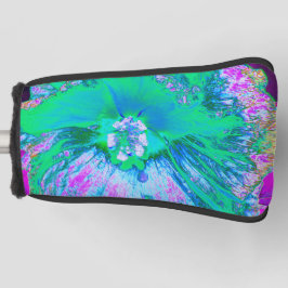 Psychedelischer Retro-Grün- und Hot-Pink-Hibisken Golf Headcover