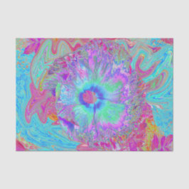 Psychedelischer Retro Rainbow Blue Hibiskus Seidenpapier