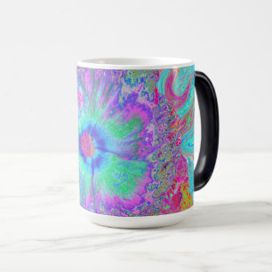 Psychedelischer Retro-Regenbogen Blauer Hibiskus Verwandlungstasse