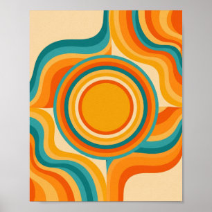 Psychedelischer Retro Swirl - Moderne Kunst des Mi Poster