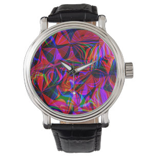 Psychedelischer Roter Mix Abstrakte Farbige Armbanduhr