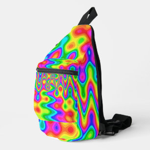 Psychedelischer Rucksack mit Neon-Swirbel-Muster