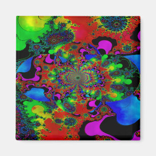 "Psychedelischer Sonnenaufgang im Buntglas " Magnet