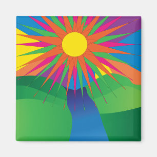 Psychedelischer Sonnenhungmagnet Magnet
