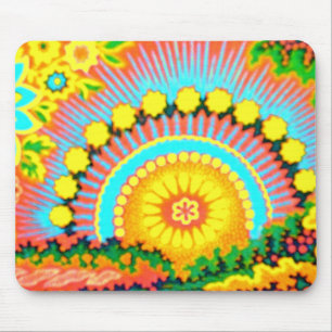 Psychedelischer Sonnenuntergang 60er Vintage-Mausp Mousepad