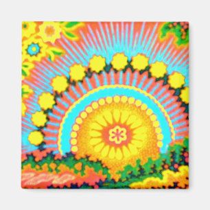 Psychedelischer Sonnenuntergang Vintage 60er Magne Magnet