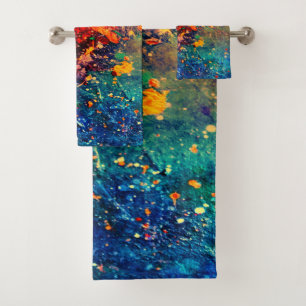 Psychedelischer Spritzer Farbiger Regenbogen Abs Badhandtuch Set