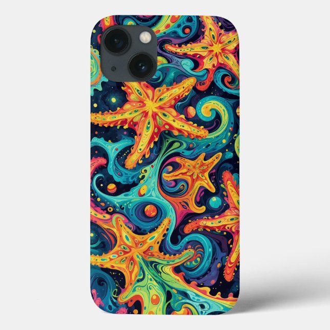 Psychedelischer Starfish und kosmische Waves Case-Mate iPhone Hülle (Rückseite)