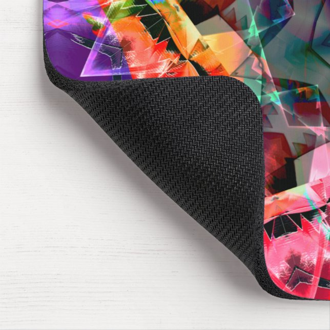 Psychedelischer Stern mit roten Teilen und Neonfar Mousepad (Ecke)