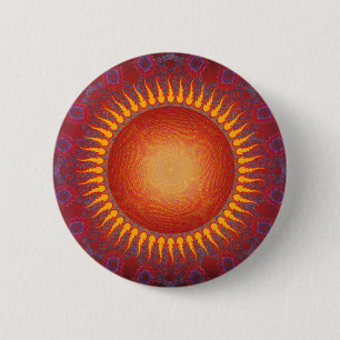 Psychedelischer Sun: Gewundenes Fraktal Design Button