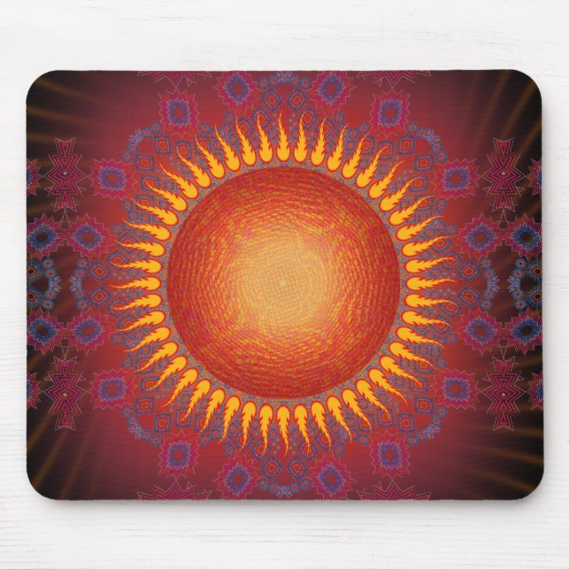 Psychedelischer Sun: Gewundenes Fraktal Design: Mousepad (Vorne)