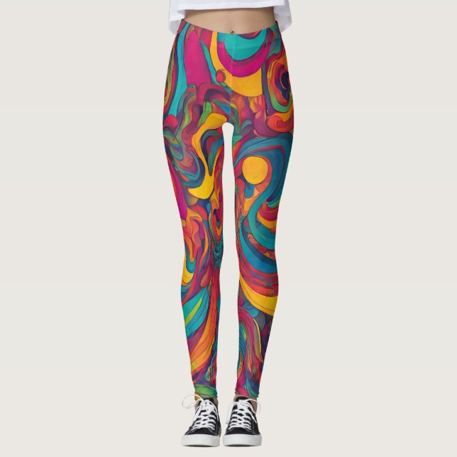Psychedelischer Swirl Leggings (Vorderseite)
